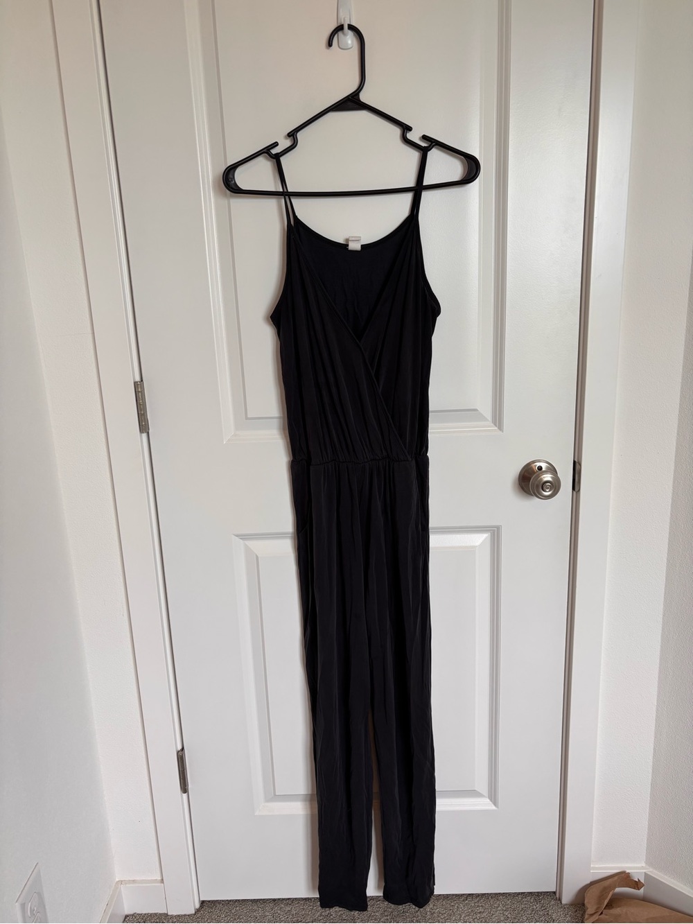 CY Black Jumpsuit Dress with Wrap Bodice